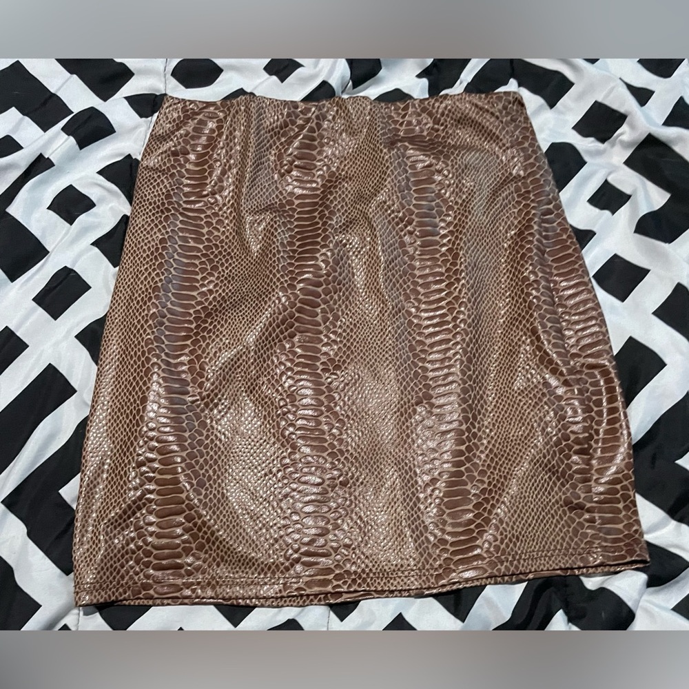 Windsor Brown Snakeskin Mini Skirt